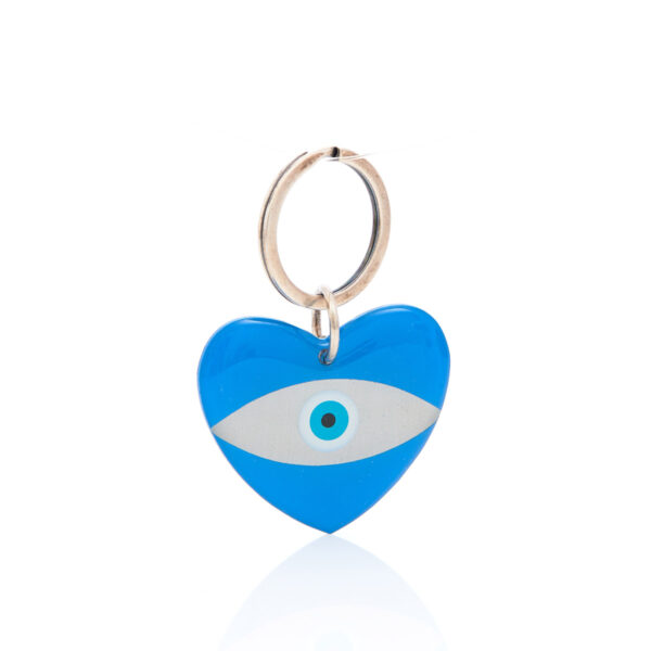 silver & blue heart keychain