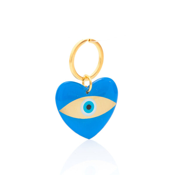 gold & blue heart keychain