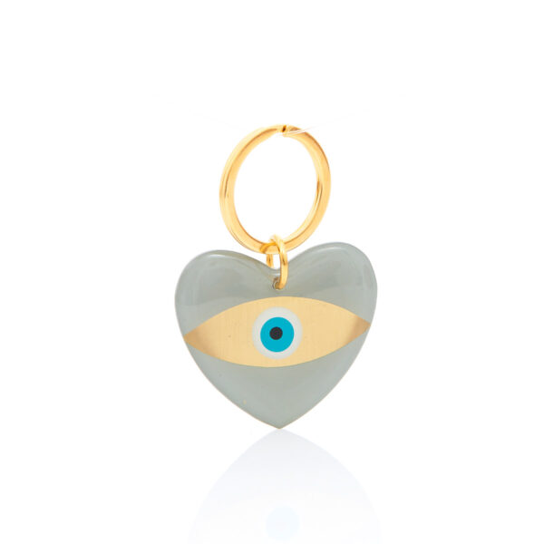 heart keychain gold & grey