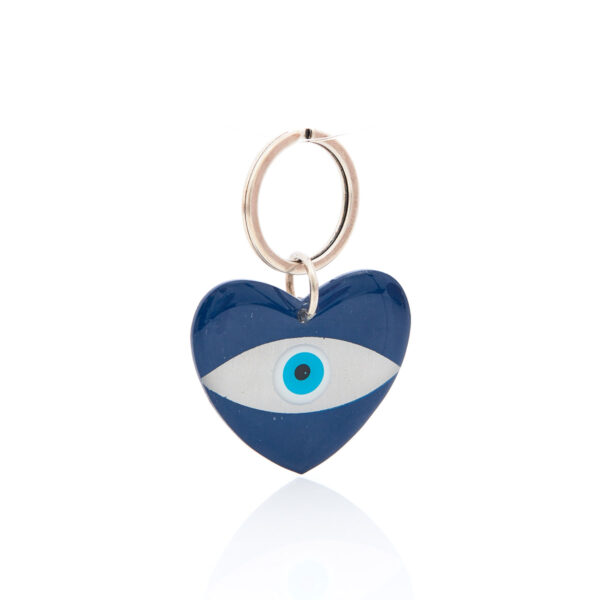 silver & dark blue heart keychain