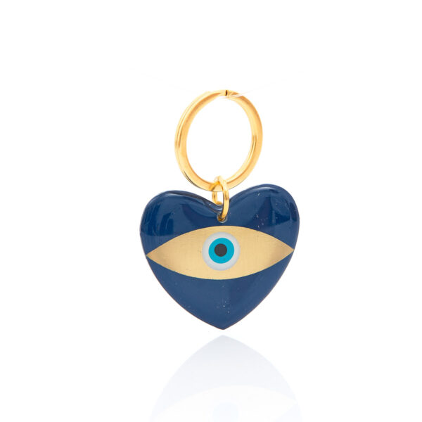 heart keychain gold&dark blue