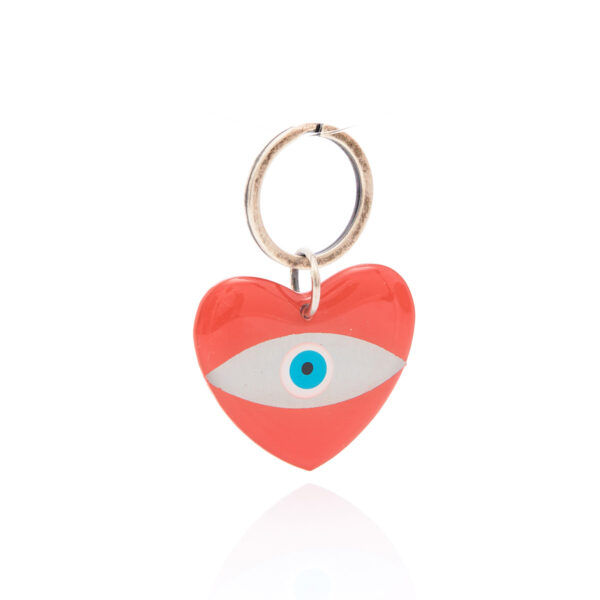 silver & red heart keychain