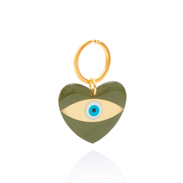 gold & khaki heart keychain