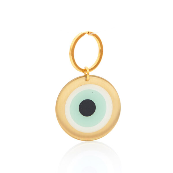 gold & mint eye keychain