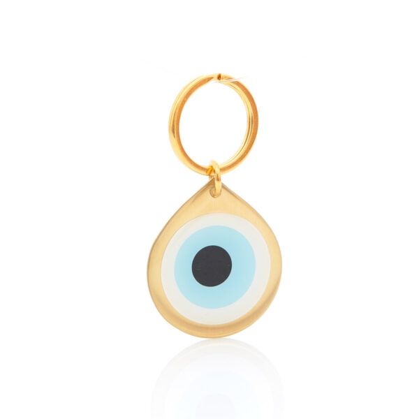 teardrop eye keychain gold & blue
