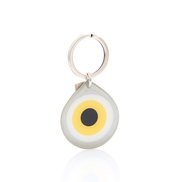 teardrop eye keychain silver & yellow