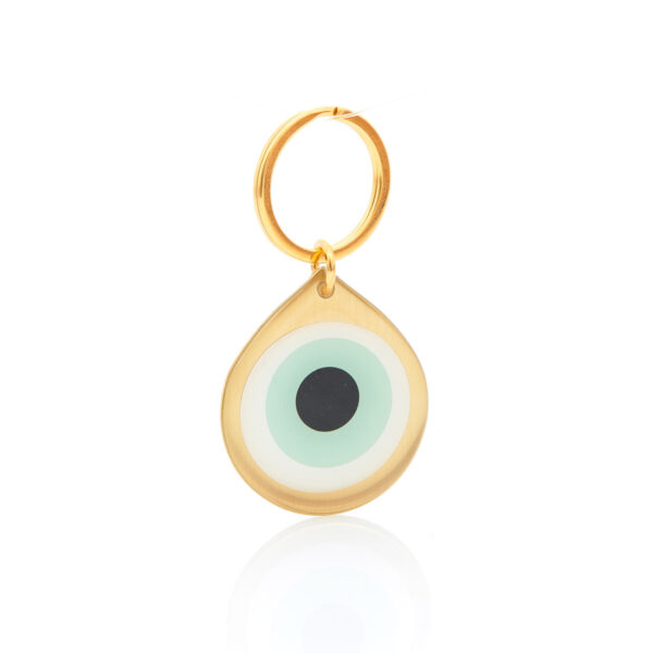 teardrop eye keychain gold&mint