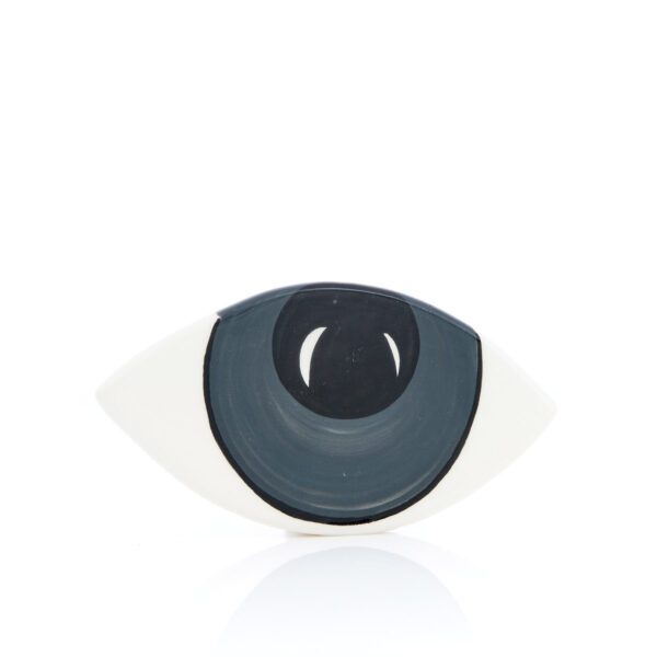 handmade table ceramic eye in gray-black shades