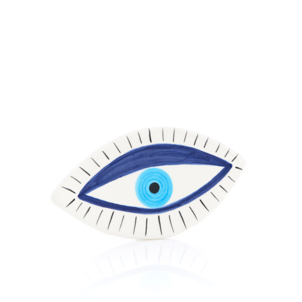 χειροποίητο επιτραπέζιο κεραμικό μάτι σε γαλάζιες-μπλε αποχρώσεις
