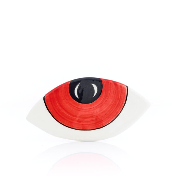 χειροποίητο επιτραπέζιο κεραμικό μάτι σε κόκκινες-μαύρες αποχρώσεις