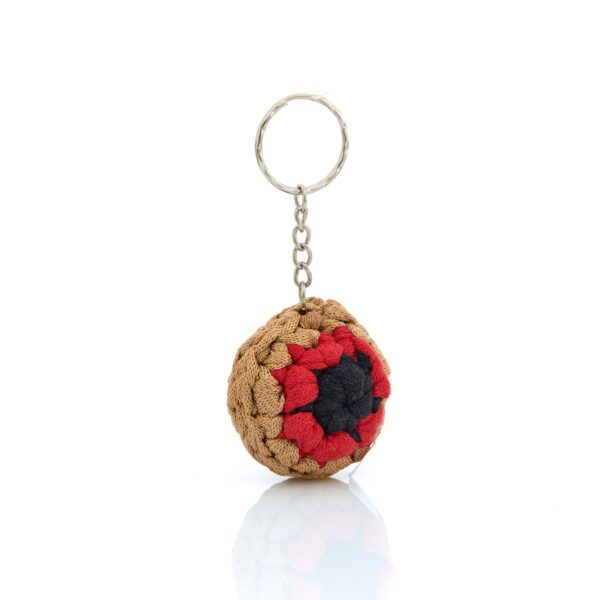 keychain knitted eye brown-red
