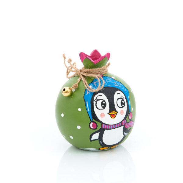 handmade ceramic pomegranates with a penguin theme