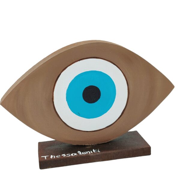 handmade wooden brown eye in an oval shape
