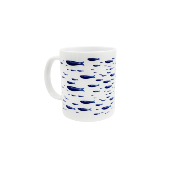 porcelain mug, sardines