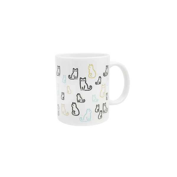 porcelain mug, colorful cats