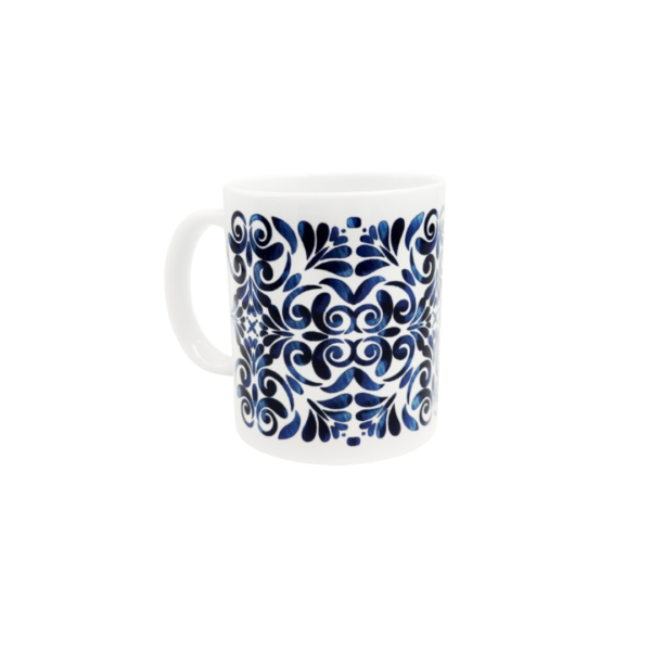 porcelain mug, blue mosaic