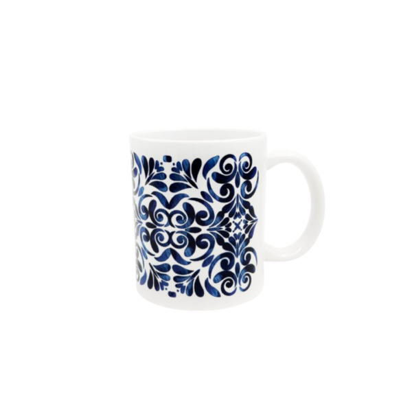 porcelain mug, blue mosaic