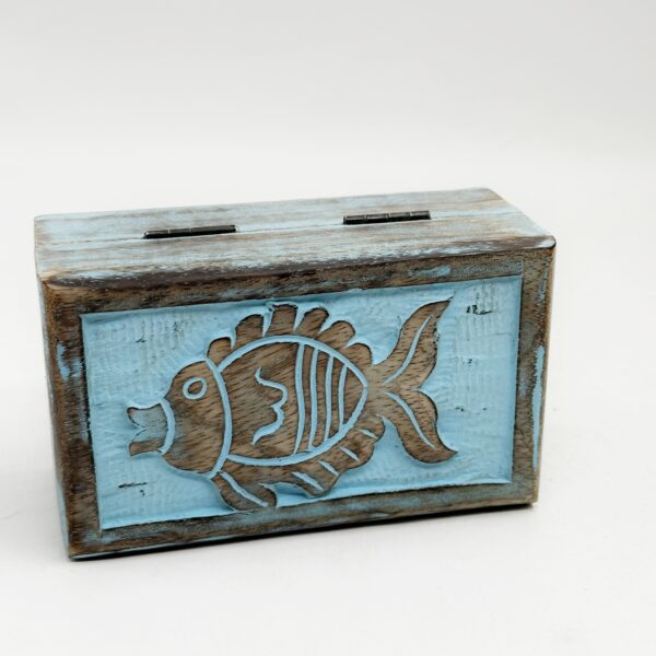 χειροποίητο ξύλινο αποθηκευτικό κουτί-ψάρι ορθογώνιο