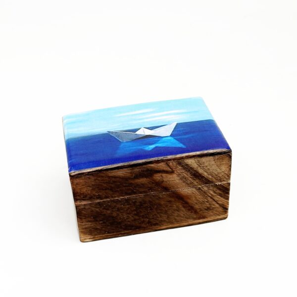 χειροποίητο ξύλινο αποθηκευτικό κουτί-βάρκα