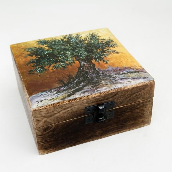 χειροποίητο ξύλινο αποθηκευτικό κουτί-δέντρο