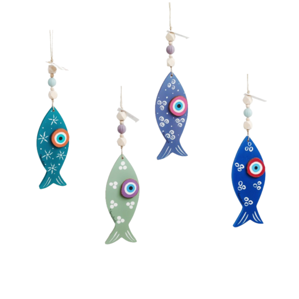 handmade wooden decoration - fish with an eye