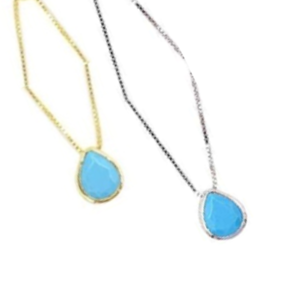 silver necklace-turquoise crystal