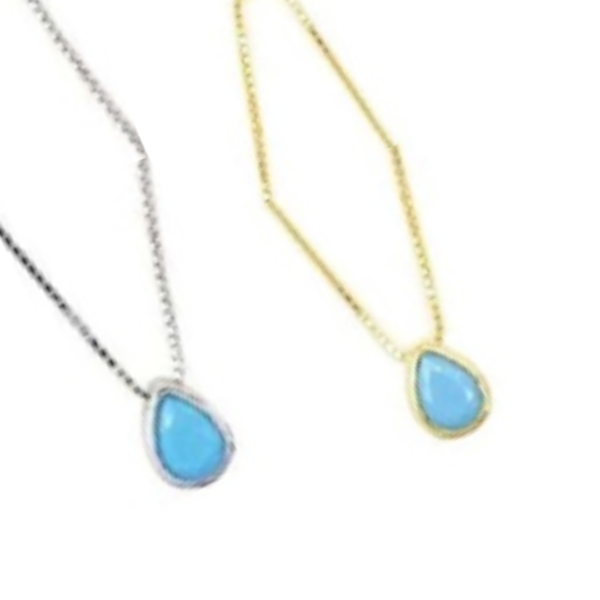 silver necklace-turquoise small crystal