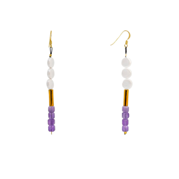 handmade earrings-pearl/amethyst