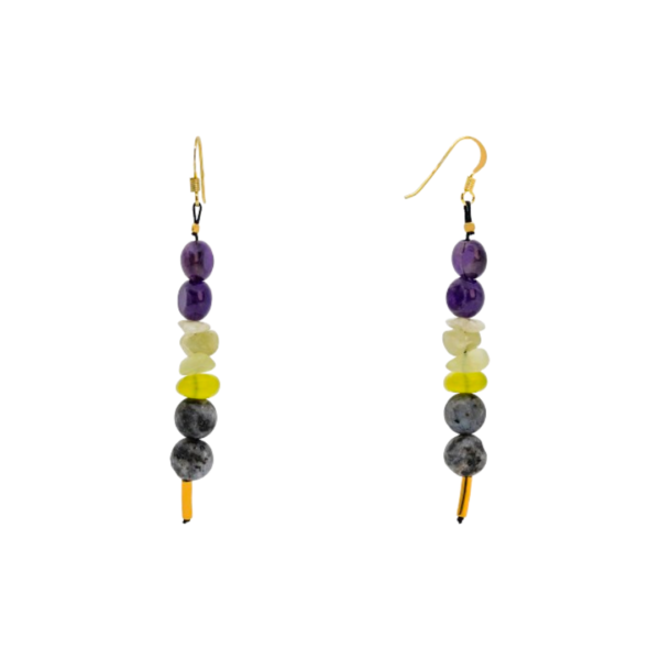 handmade earrings-hematite/amethyst