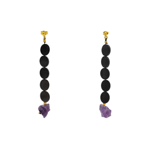 handmade earrings-amethyst/hematite