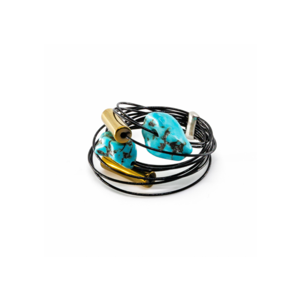 handmade ring-hematite/turquoise