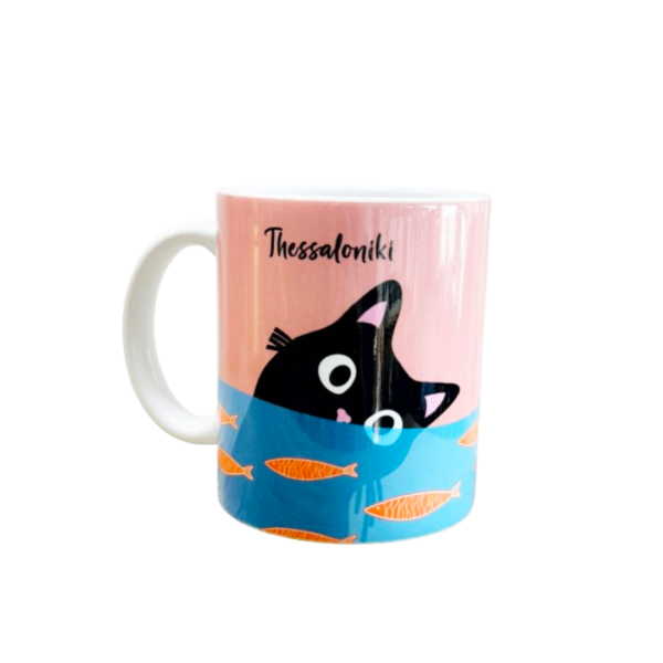 porcelain mug, cat pink