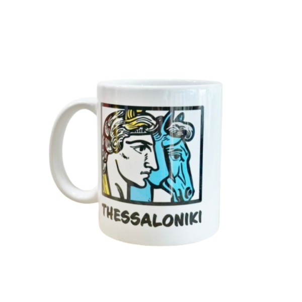 porcelain mug, alexander the great with colorful horse<br>