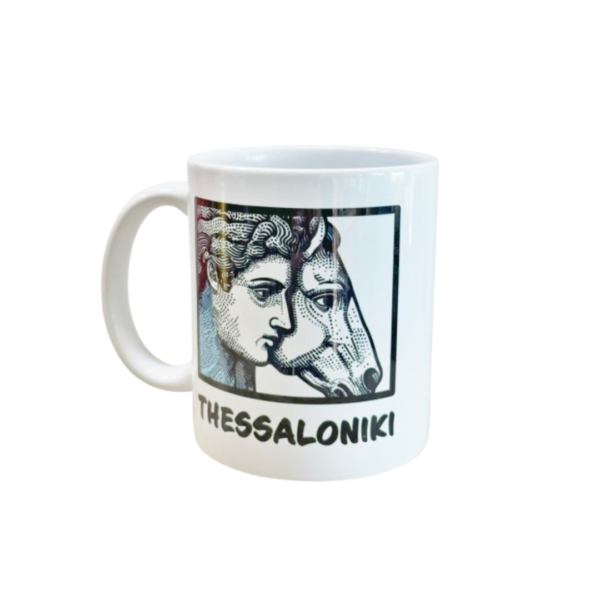 porcelain mug, alexander the great with a horse