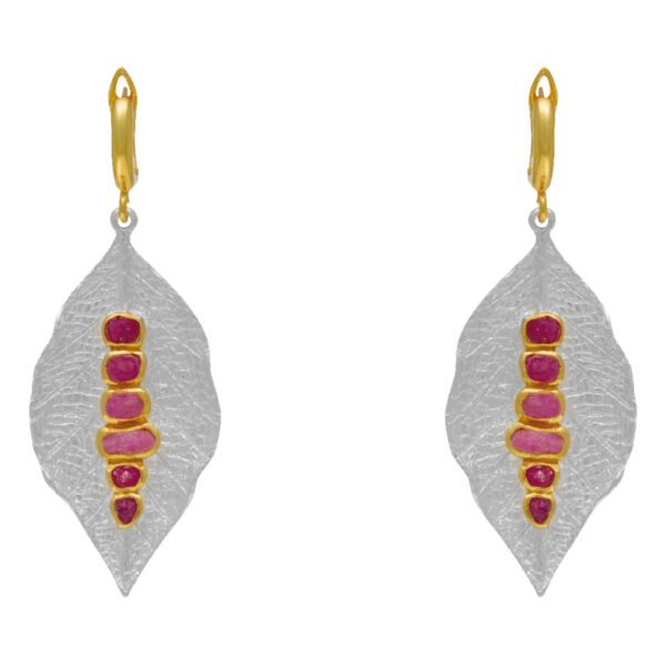 handmade silver leaf earrings<br>