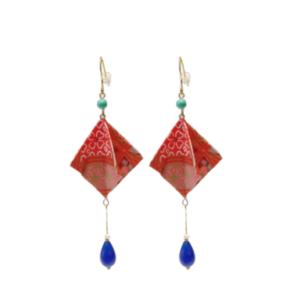 earrings origami mantra red