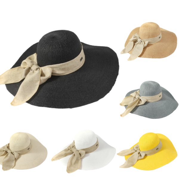 sun hat με καφέ κορδέλα