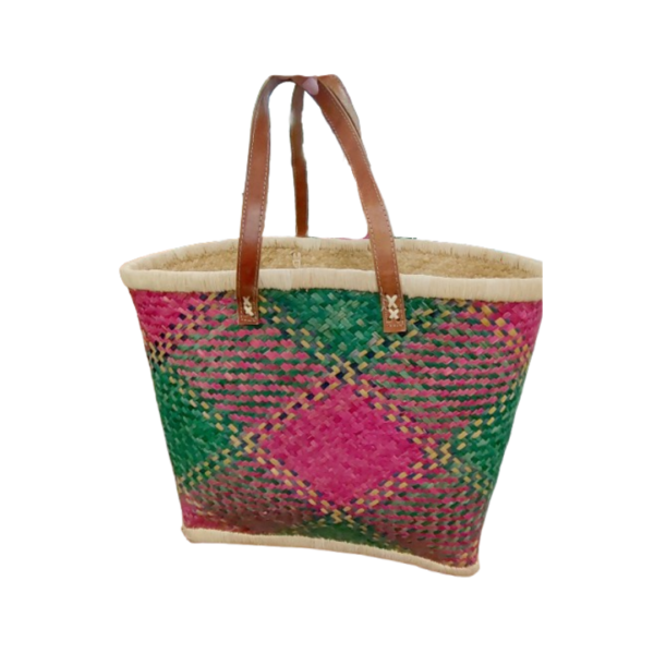 handmade madagascar bag-pink/green<br><br> <br> <br>