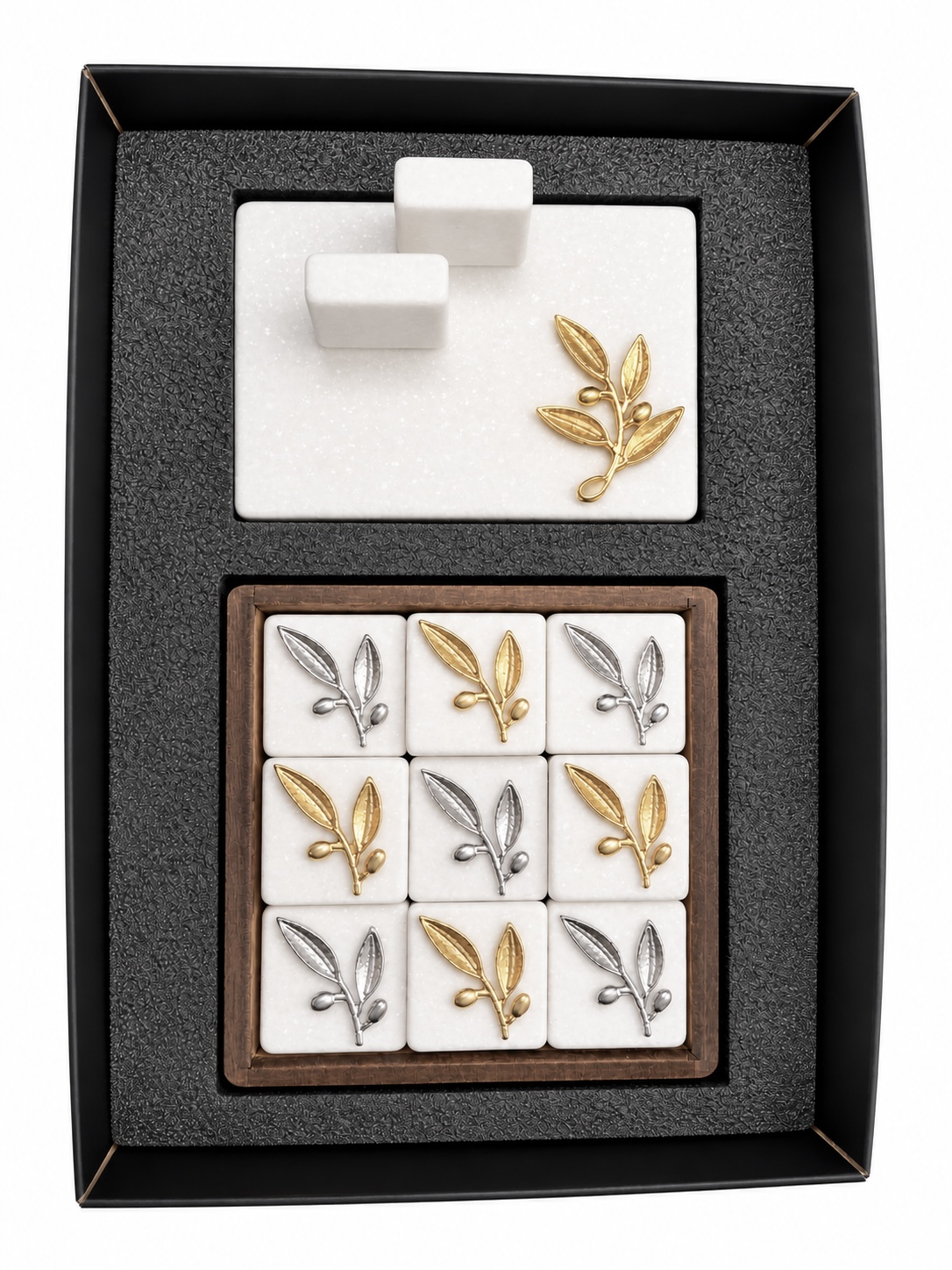 6C3FEC91-5F74-412E-8CF9-F74CFD299A0A gift box - σετ καρτοθήκη, τρίλιζα με το κλαδί ελιάς