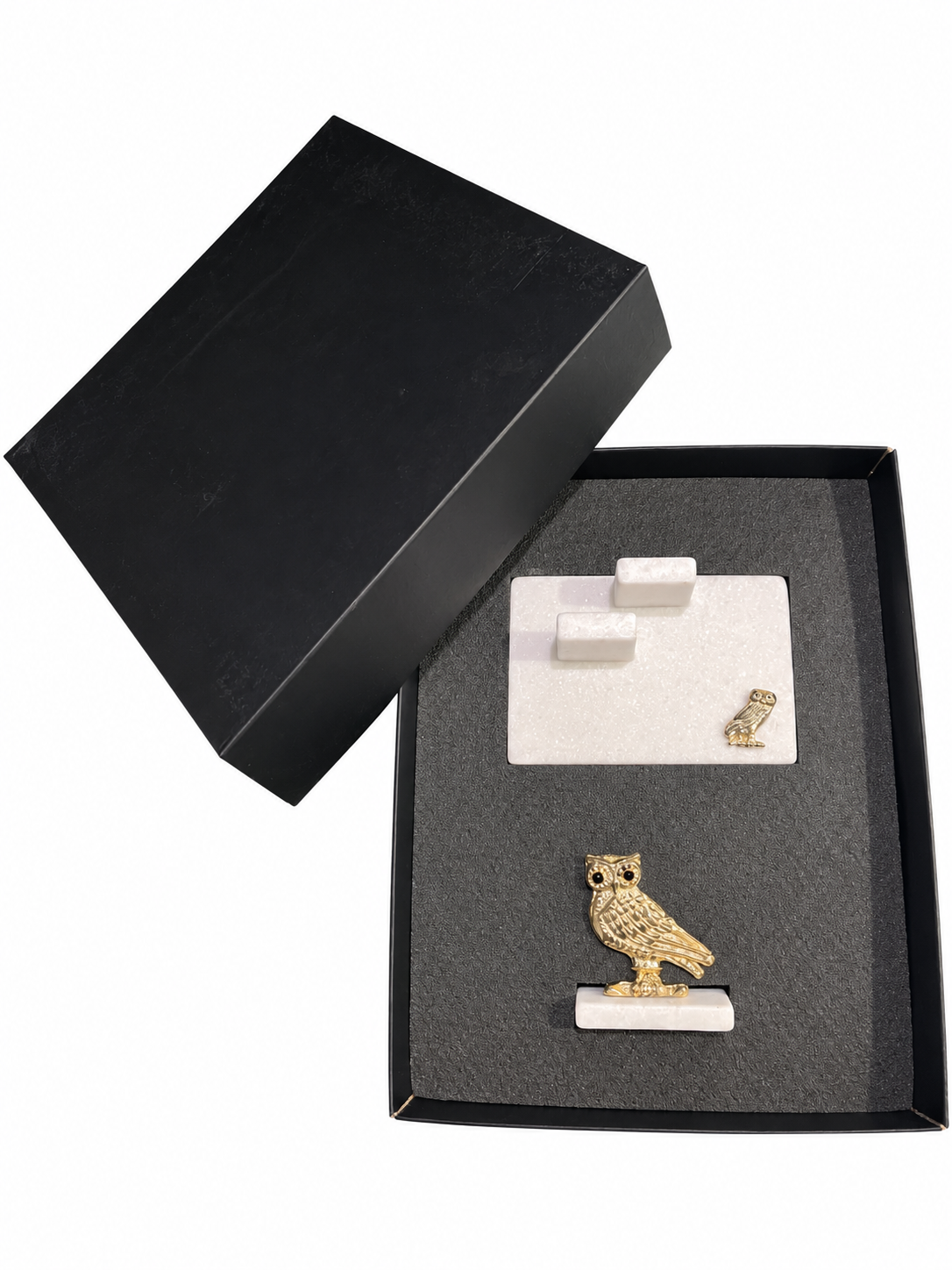 A7777E08-F62E-4F2D-9A50-8C02B513C99D gift box - σετ καρτοθήκη, διακοσμητικό με την γλαύκα